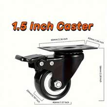 4-Piece Set Of Heavy-Duty Rotating Wheels, Rotating Wheels With/Without Brakes, Furniture Hardware Accessories, Rotatable Wheels With Lock Brakes, Suitable For Tables, Chairs, Furniture, Equipment Storage Boxes, Office Cabinets - Black - View 10