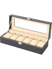 1 pieza/Caja de exhibición de relojes, caja de almacenamiento de relojes de lujo de gran capacidad, caja de almacenamiento de relojes con cubierta de polvo transparente, almohada de reloj desmontable, decoración del hogar, exhibición de la sala de estar, regalo para hombres, regalo del Día de San Valentín, regalo de Pascua, regalo festivo.