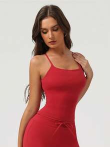 Sodalemon Women Cross Back Sleeveless Sport Training Run Padded High Support Outdoor Yoga Tank Top Summer - Red - View 5