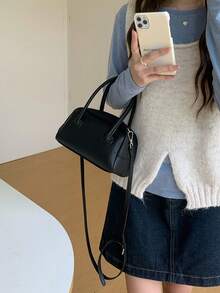 Nuevo bolso de bolos portátil, informal y versátil, pequeño y fresco bolso bandolera de un solo hombro, bolso de almohada Boston, adecuado para viajes y fiestas, negro - Negro - Ver 1