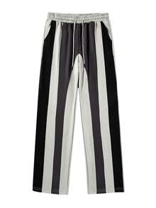 Men's Casual Color Block Patchwork Long Pants, Fashionable For Summer, Fall - Light Grey - View 4