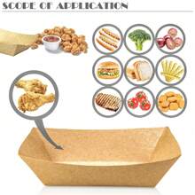30/50pcs Disposable Kraft Brown Paper Food Trays, Oil-Proof Food Paper Tray Kraft Paper Boat Box, Portable Food Paper Tray For Family Picnic, Suitable For French Fries, Corn Flakes Snacks, Hot Dogs, Taco BBQ, Popcorn Parties, Picnics, Wedding Parties, Multi-Purpose Baking Tool, Kitchen Essentials, Kitchen Accessories (Brown)