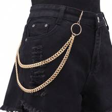 1 Pc Fashion Double-Layer Metal Waist Chain, Versatile Simple Jeans Accessory Suitable For Teenagers, Casual Outdoor Activities Or Vacations, Graduation Gifts, Birthday Party Outfits Or Daily Wear