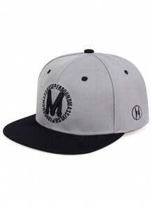 1pc New Arrival Diamond-Embroidered Letter Flat Brim Baseball Cap Sun Protection Street Style Unisex Couple Hat