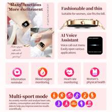 GUHUAVMI GUHUAVMI Luxury Smart Watch For Women, 1.75inch(4.45cm) HD Curved Screen With Bluetooth Call, Custom Face Dial, Information Push, Music, Multi-Sport Mode Watches, Women's Physiological Health, Sleep Monitor Fitness Tracker Bracelet, IP68 Waterproof Smartwatch For Android IOS, The Best Gift For Girlfriend, Mother, Wife Or Sisters