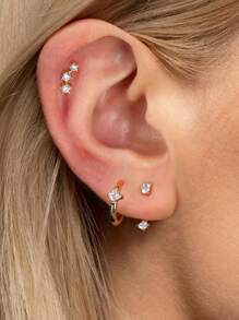 3 طقم أقراط للنساء، أقراط صغيرة للحواف والدائرية وقفل الأذن للثقوب المتعددة، لا تسبب الحساسية، مجموعة أقراط ثقب الغضروف