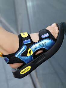 Teenage Casual Slippers, Unisex Slip-On Beach Sandals, Breathable Soft Comfortable Outdoor Sports Slides, Hook And Loop Strap Convenient To Wear