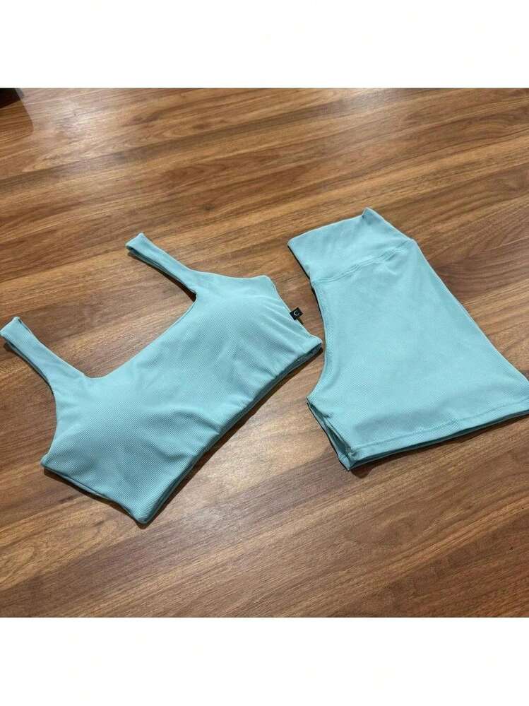 Conjunto Fitness Short Azul Bebê - Azul bebê - Visão 2