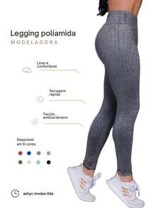 Women's Plain Polyamide Fitness Leggings, Thick Fabric, Zero Transparency - Flint Stone - View 1
