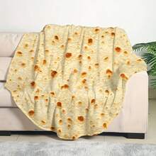 1 chiếc chăn Tortilla tròn vải nỉ mềm mại và ấm áp - Ấm áp và thoải mái cho ghế sofa, giường, văn phòng hoặc du lịch - Thiết kế thực phẩm vui nhộn và chân thực - Chăn quà tặng đa năng cho mọi mùa - Vàng - Xem 5