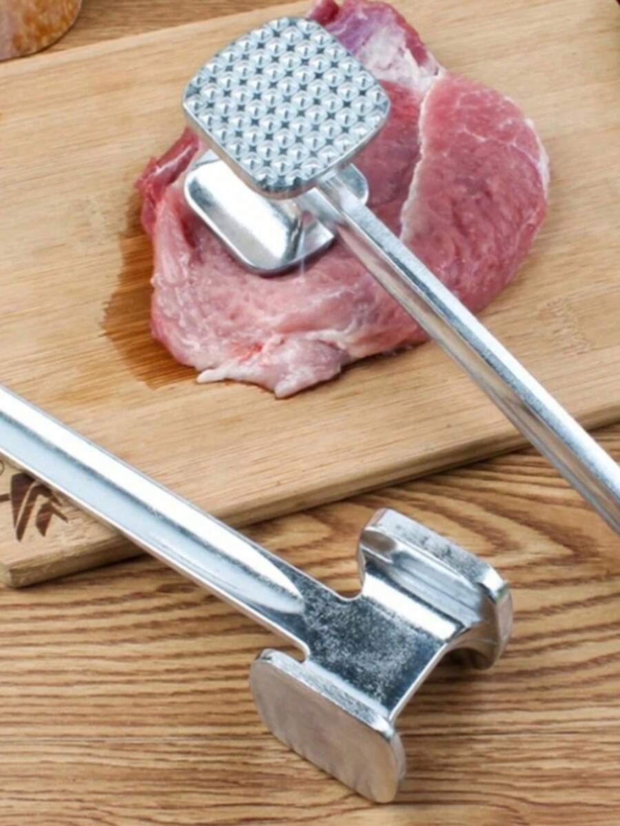 1pc Aluminum Meat Tenderizer, Steak Pounder, Large Size Household Meatball Maker, Beef Hammer, Double-Sided Meat Tenderizer, Aluminum Meat Hammer, Steak Meat Pounding Mallet, Large Household Meat Tenderizing