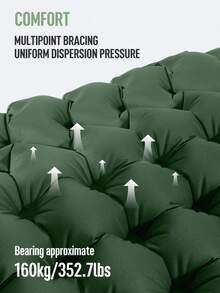 Colchón inflable con almohada y bomba de pie, colchón de aire ligero para camping, adecuado para excursionismo y senderismo - Multicolor - Ver 7