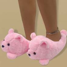 Pantuflas ligeras y antideslizantes para mujer, con diseño lindo de oso rosa