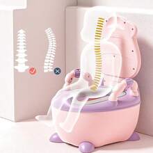 Cartoon Cow Design Potty Trainer For Toddlers And Infants, Children's Toilet Seat With Random Cleaning Brush Included - Multicolor - View 5