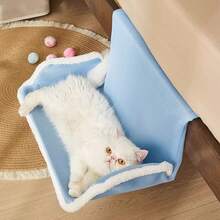 1 件床边猫床，全年宠物窝，可拆卸和清洗猫/狗床，舒适的猫篮，可放在柜子上，易于组装 - 彩色 - 查看 4