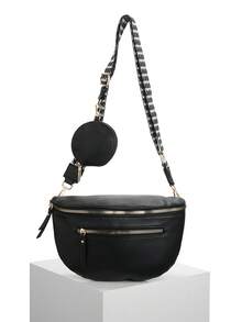 DareSee Fashion Chest Bag With Wide Strap, Large Capacity Shoulder & Crossbody Bag, Minimalist Dumpling Bag For Commuting, Western Purse For Women, Bohemia Style Bag For Women Music Fest Y2KFest Back To School Autumn Winter Gifts - Black - View 9