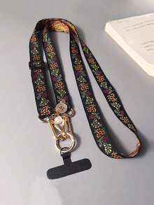 Lanière de téléphone en nylon floral avec pendentif perle, bracelet compatible accessoire universel - Collier/Floral - Voir 8