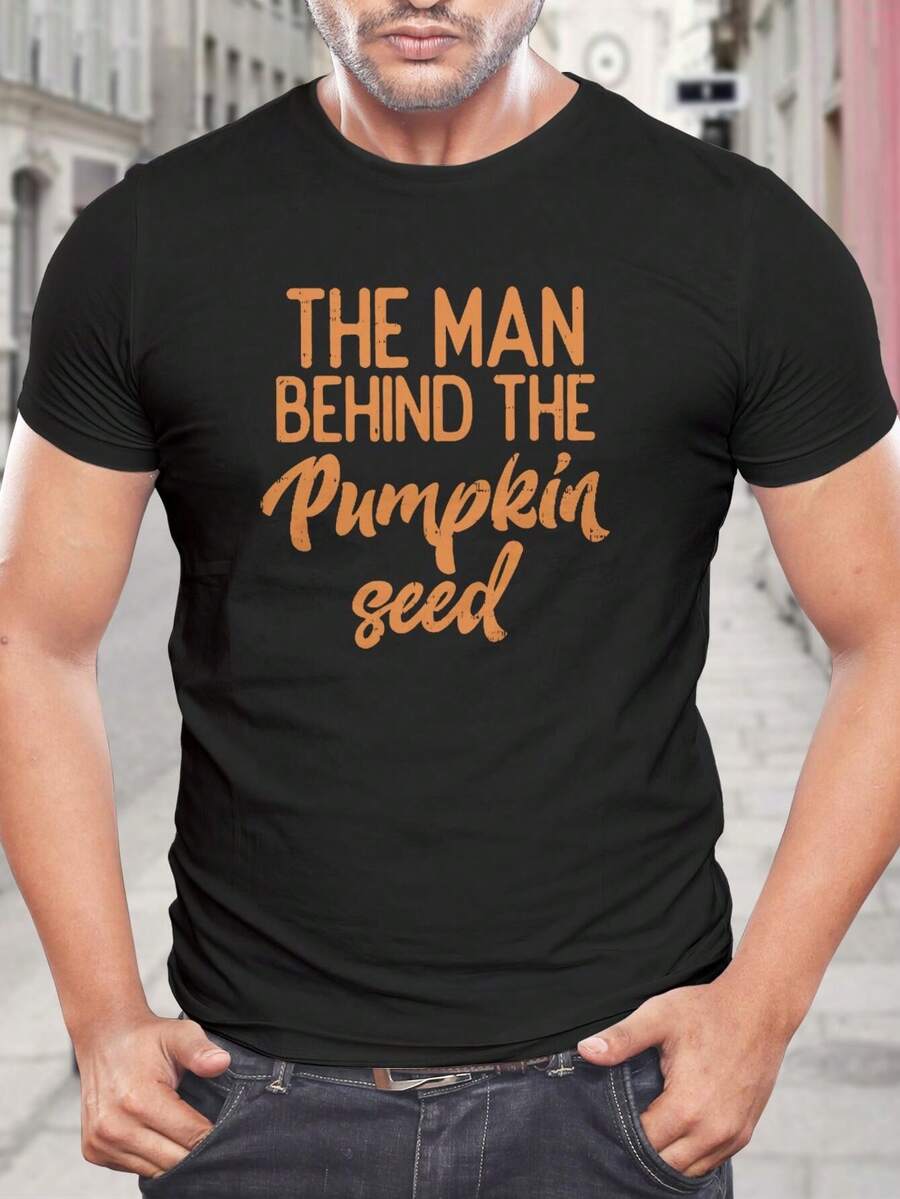 Camiseta divertida de Halloween para papá y abuelo con diseño de semilla de calabaza - Camiseta gráfica para hombre para otoño y Acción de Gracias. Atuendo para fiesta de Halloween. Regalo para amantes de las calabazas - Negro - Ver 1