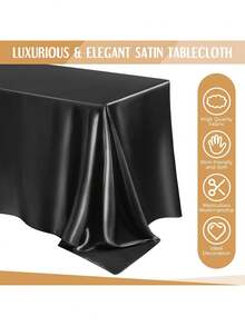 1 pièce Nappe en satin 147*259 cm Nappe rectangulaire Tissu doux en soie Nappe de fête Tissé Convient pour la fête, le dîner de vacances, le banquet de mariage Décoration de table à manger (Plusieurs tailles et couleurs) - Noir - Voir 6