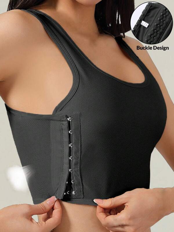 Women Side Button Bras Seamless Chest Support Binder Corset Top Yoga Gym Workout Breathable Sport Bra Underwear Lingerie Shapewear