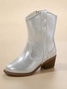 Kinder / Mädchen / Kinder Western Cowboy gestickte Spitze Zehen Low Heel Knöchel Mid Schaft Mode Stiefel