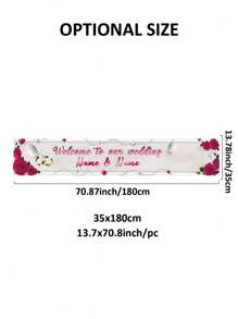 1pc Custom Personalized "Welcome To Our Wedding" Floral Backdrop, Party Scene Decoration Prop Banner