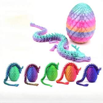 3D Printed Dragon, Realistic Dragon Egg, Fully Movable Crystal Dragon With Dragon Egg, Fidget Toy, Home Office Desk Toy