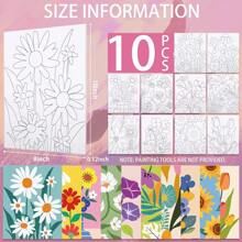 8X10 Pre Drawn Canvas For Painting For Kids 10 Pcs Floral Pre Printed Canvas Painting Kit Vibrant Botanical Pre Drawn Canvas To Paint Girls Night Party Supplies