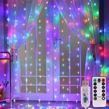 1pc 300 LED Curtain String Fairy Light, USB Powered With Remote Control For 8 Lighting Modes, Ideal For Weddings, Birthdays, Parties, Christmas, Garden, Living Room, Bedroom, Holiday Decor