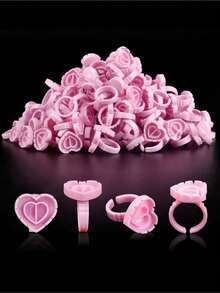 心形睫毛延长胶环 - 100 件睫毛胶水支架，睫毛延长用品用卷扇形杯 - 彩色 - 查看 10