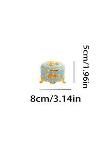 1 Pieza Caja de joyería de estilo vintage redonda, caja de almacenamiento para aretes y collares, para el Día de la Madre, para la novia, para miembros femeninos de la familia o la empresa, brillante y elegante, de moda, opción principal para regalos, necesidad de verano para mujeres, organizador de almacenamiento, regalo, de vuelta a la escuela