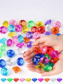 1/10/50/100 件潜水和泳池宝石玩具、泳池玩具、男孩女孩玩具、海盗宝藏亚克力宝石，适用于儿童沐浴、泳池游戏和派对装饰 | 多色假钻石，用于寻宝乐趣、侏罗纪恐龙、海洋动物、钻石戒指、女孩高跟鞋和角色扮演玩具 - 多顏色 - 查看 10