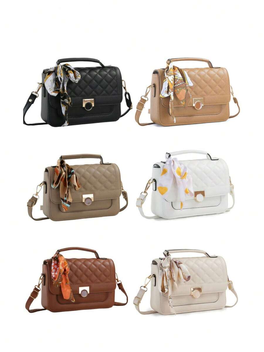 Women's Crossbody Bag With Scarf Chest Spacious Medium Structured Women's Bag With Strap - 隨機顏色 - 查看 1