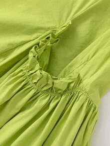 Balabala 女童连衣裙 儿童夏季中大童女孩纯棉文艺无袖花蕾连衣裙 - 綠色調 - 查看 5