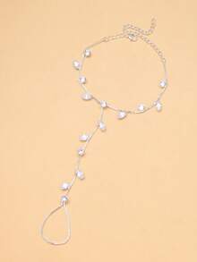 优雅性感 1 件可调节叶子锆石脚链，夏季海滩趾环脚链，适合女士，适合游泳派对、T 台表演和送礼 - 銀色 - 查看 5