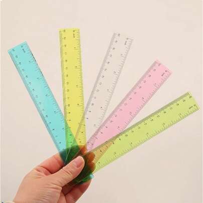 Transparent Plastic Ruler, Creative Stationery Ruler, Student Measurement Ruler Tool, Colorful Ruler,School Supplies,Back To School