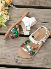 Sandal cho bé gái Giày công chúa Hàn Quốc Đế mềm Thời trang cho bé gái và Dép xỏ ngón đi biển thoải mái - trắng - Xem 5