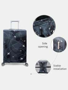 Luggage Protective Cover Stretch Fabric Luggage Covers Pink Flower Initial Letter A-Z Pattern Luggage Cover Suitable For 18-32 Inch Baggage Case Aircraft Printing Suitcase Dustcover Travel Essentials Unisex - Black - View 4