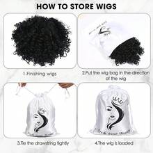 6PK Satin Wig Bags With Drawstring - Silk Hair Storage Bags Multiple Wigs, Bundles, Extensions (Pink) - Purple - View 5