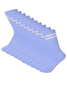 1/5/6/10/12 Pairs Solid Color Elastic Bottom Unisex Outdoor Sports Riding Running Mid-Calf Socks