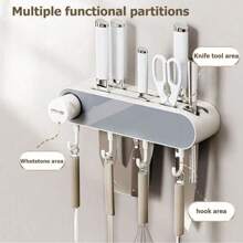 Multifunctional Kitchen Knife Rack - With Sharpener Stone - Easy To Install And Use - Space-Saving And Stylish Kitchen Storage Rack