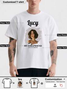 Camiseta personalizada, camiseta deportiva para hombre, transpirable, regalo de Navidad - Agrega fotos (novia, esposa) para diseñar tu propia camiseta impresa personalizada - Blanco - Ver 1