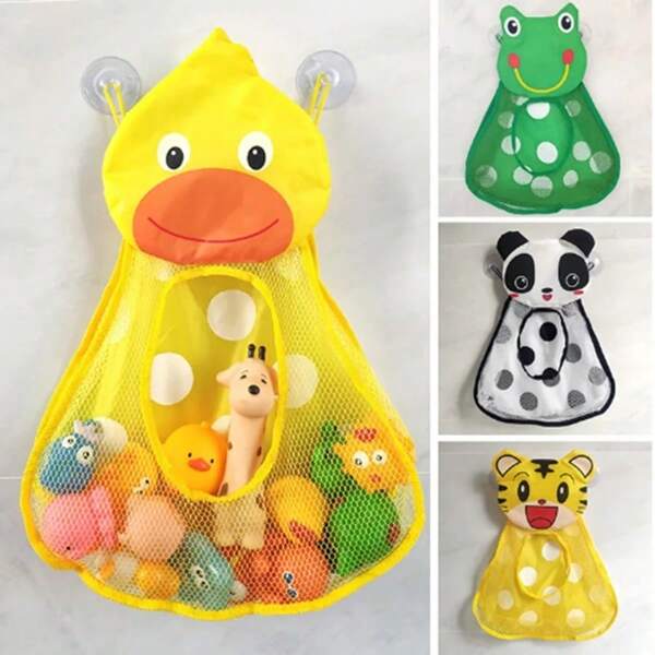Baby Bath Toys Cute Duck Frog Mesh Net Toy Storage Bag Strong Suction Cups Bath Game Bag Bathroom Organizer Water Toys For Kids For Women Storage Organizer Travel Essentials Gift Back To School