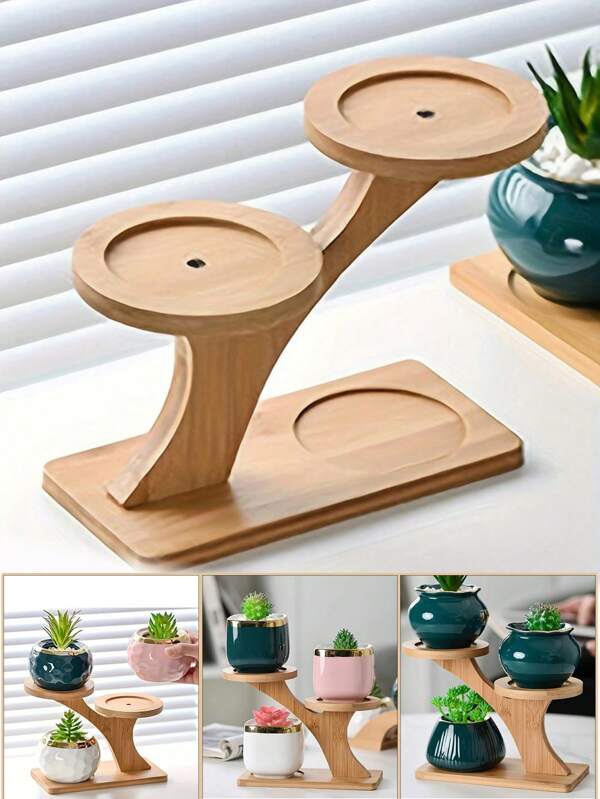 1pc Multifunctional Bamboo Plant Stand, Home Decor Plant Organizer For Succulents And Potted Plants, Great For Home, Office Or Balcony Decoration, Perfect Gift For Garden Lovers, Flower Stand,Flower Stand Indoor,Flower Stand Wedding