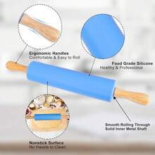 1 件 - 擀面杖（颜色随机），硅胶擀面杖，披萨面团滚筒，带不粘木柄 - 彩色 - 查看 11