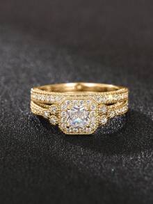 1入男士迷人方形氧化鋯戒指，派對配飾珠寶禮物 - 1# - 查看 3