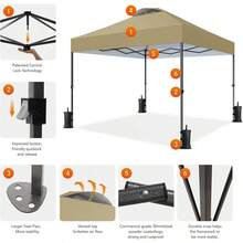 Amada 10x10ft 1-Person Setup Pop Up Canopy Tent - Easy Outdoor Sun Shade For Events, Parties, Camping, Gazebo With Wheel Cover Bag, Beach Tent With 3-Speed Adjustable Height,Blue - 卡其色 - 查看 3