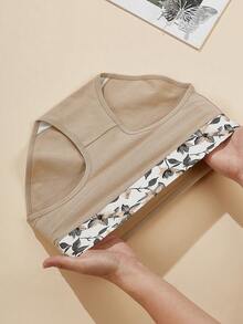 4 件套女士纯棉高腰内裤，简约大码印花图案三角裤 - 彩色 - 查看 6