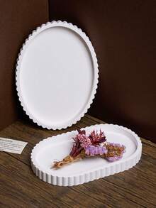 1 件条纹托盘硅胶模具，手工制作的椭圆形珠宝展示盘石膏树脂花瓶底座工艺铸造模具，适用于家居装饰、卧室、客厅、餐桌摆设、办公室 - Silicone Mold - 查看 5