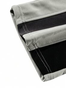 Men's Casual Color Block Patchwork Long Pants, Fashionable For Summer, Fall - Light Grey - View 9